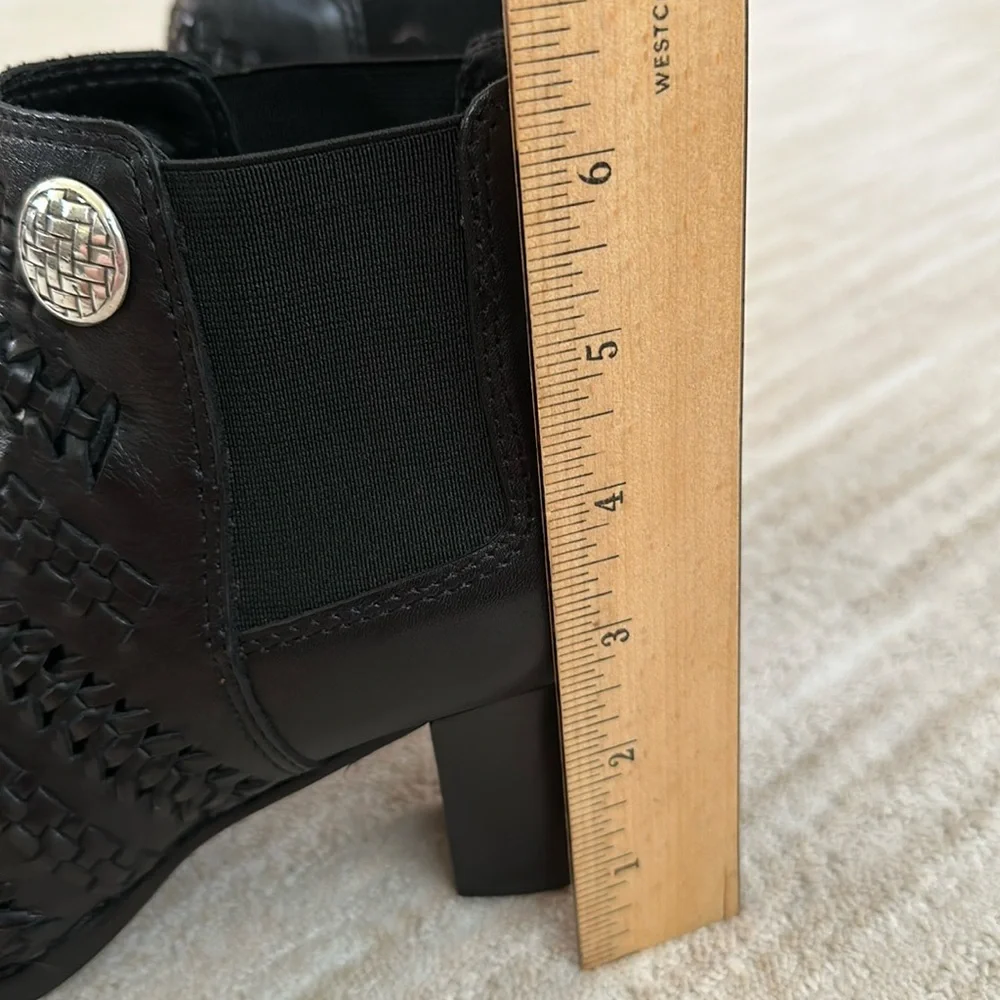 Like New: Brighton Woven Galore Boots Black Asmara Leather Ankle Boots Size 7